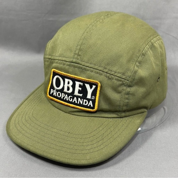 OBEY Propaganda Strapback Clip Hat Cap Green 5 panel Patch Skateboarding Unisex - Picture 2 of 11